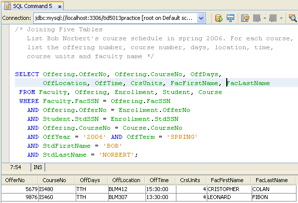 MySQL and NetBeans - SQL database manipulation language (DML) practice screen shots