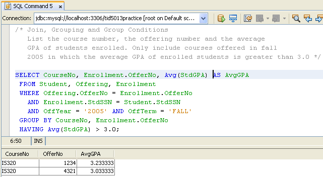 MySQL and NetBeans - SQL database manipulation language (DML) practice screen shots