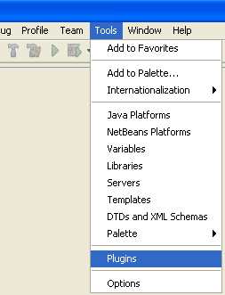 NetBeans 6.9.1 IDE - Tools and Plugins menu