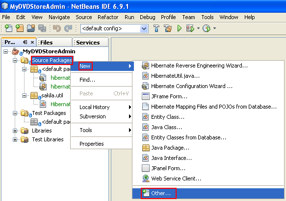 Invoking the New File wizard page in NetBEans 6.9.1