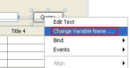 Invoking the Change Variable Name context menu from the Java Swing Design view