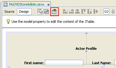 Previewing the Swing elements design in NetBeans 6.9.1 IDE