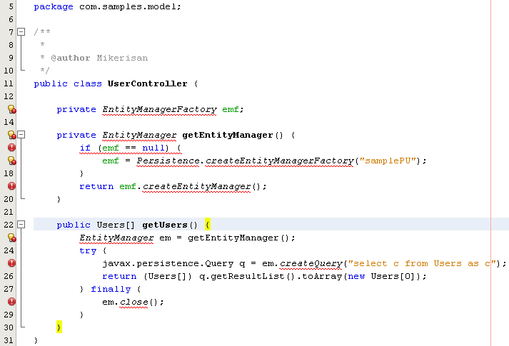 Step-by-step on the Java web application: Java Persistence API (JPA) and Java Server Faces (JSF) Java DB database project screenshots