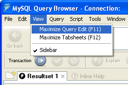 MySQL database manipulation using MySQL GUI screenshots