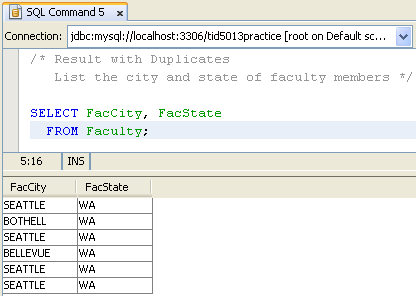 MySQL and NetBeans - SQL database manipulation language (DML) practice screen shots