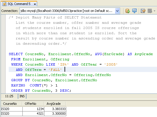 MySQL and NetBeans - SQL database manipulation language (DML) practice screen shots