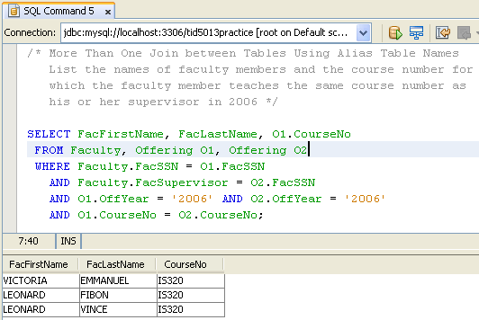 MySQL and NetBeans - SQL database manipulation language (DML) practice screen shots