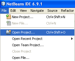 Opening the existing Java JSF project in NetBeans