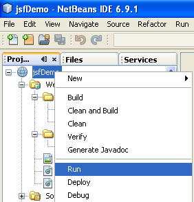 Running the JSF sample project in NetBeans