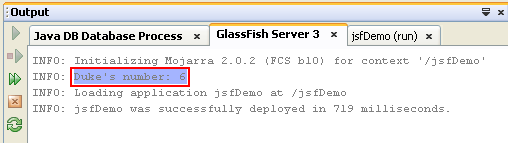 The sample GlassFish log output that can be used for troubleshooting