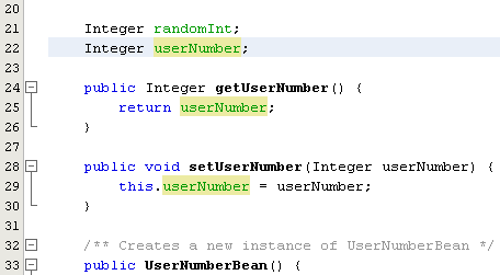 Screenshot for Getter and Setter methods