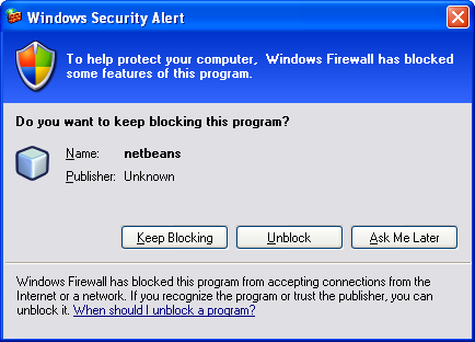 Windows security alert prompt