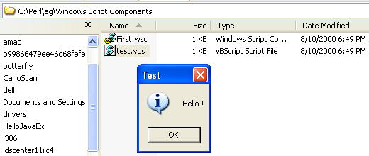 ActivePerl, Perl for Windows - running the sample vbs program